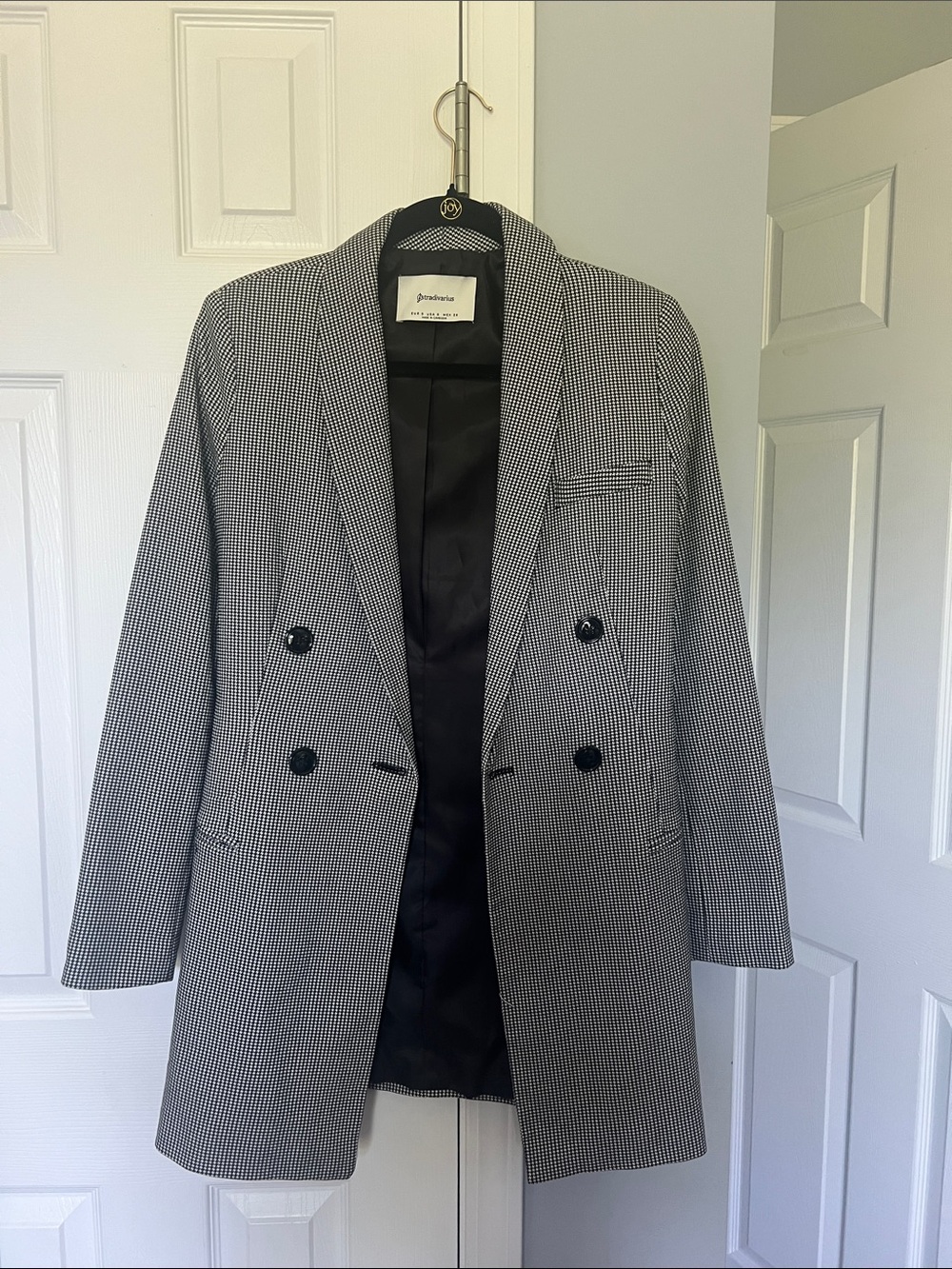 Black & White Houndstooth Double-Breasted Blazer